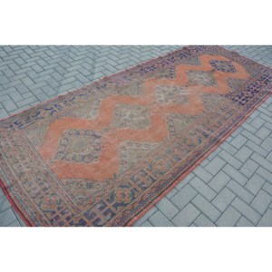 พรมขนแกะตุรกีแนววินเทจคลาสสิกสีส้มสีฟ้า4.7 x 11.3ft แจ็คการ์ด10มม. การออกแบบการเย็บปะติดปะต่อกันสำหรับห้องโถงสีส้มคลาสสิก - Product Image 2