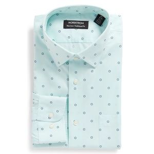 Camicia Nordstrom ODM Verde con Motivi Geometrici e Floreali in Popeline, Vestibilità Tradizionale, Non Stiro, Taglie 15-32, Colletto alla Coreana - Product Image 6