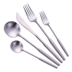 Ensemble de couverts résistant à la corrosion à poignée élégante en acier inoxydable mat disponible en acier miroir à revêtement PVD - Product Image 2