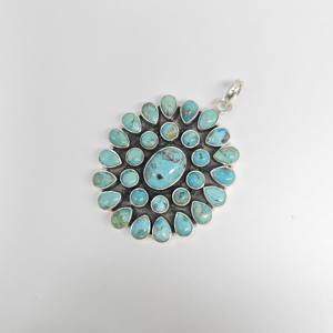 Mohave Turquoise Pendant, 925 Sterling Silver Pendant, <b>Handmade</b> Pendant, Anniversary Gift, Silver <b>Jewelry</b>, Women Pendant - Product Image 3