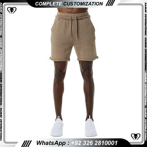 Venta caliente Acid Stone Wash Hombres Pantalones cortos Verano Vintage Cordón Hombre Pantalones cortos con bolsillos - Product Image 5