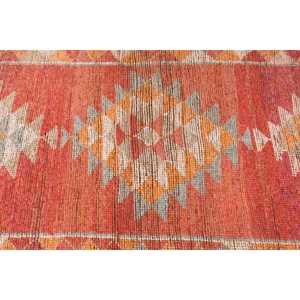 3.1x11.2 ft Vintage Rug, Rug, <b>Red</b> Polka dot Rug <b>Wool</b> - Product Image 4