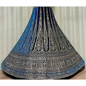 ผ้าหนา12 kali Flare สำหรับเจ้าสาว lehenga choli ยาว5เมตรผ้าเย็บปักด้วยมือแบบไม่พันมือทันสมัยสำหรับฤดูหนาว - Product Image 3