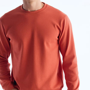 2025 Men's Custom Cotton <b>Fleece</b> Crewneck <b>Sweatshirt</b> Fashionable Wholesale French Fabric Embossed 3D Design Winter Hoodies Solid - Product Image 4