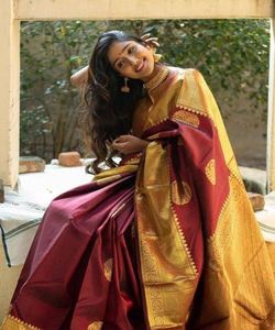 Sari en lin doux Banarasi à la mode avec blouse non cousue, blanc, léger, pour femmes - Product Image 2