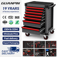 Caja de Herramientas Rodante de Acero de Gran Capacidad, Conveniente y Móvil, Viene con un Kit Completo de 233 Piezas para Garaje y Automóvil