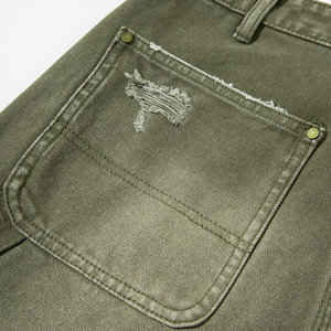 Shorts en jean décontractés d'été haute performance avec design déchiré moyen et technique de lavage à l'acide, braguette à boutons, streetwear pour homme - Product Image 6