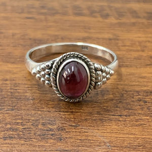 2.8 Grams Yellow Gold Gemstone <b>Ring</b> Statement Rhodium-Plated <b>Garnet</b> <b>Ring</b> with Unique Setting Everyday Wear Jewelry - Product Image 1
