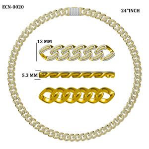 Colliers en or jaune et blanc 10-18 carats pour hommes, chaînes cubaines exquises avec diamants baguette et ronds, longueur 24 pouces - Product Image 3