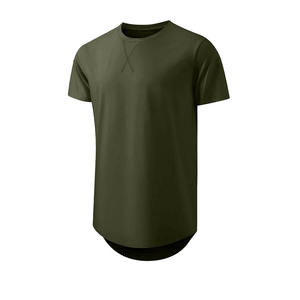 Camiseta ajustada para gimnasio, camiseta de rendimiento, nueva camiseta ajustada para hombre, camisetas de palangre de algodón, dobladillo curvo más largo, ropa informal para gimnasio con músculos - Product Image 5