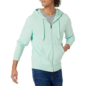 Sweats à capuche zippés pour hommes avec logo personnalisé 100% coton mélangé Basics vente en gros à bas prix haute qualité saison d'automne couleur unie teinte vierge - Product Image 1