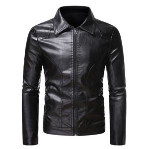 Veste en cuir PU de haute qualité à la vente chaude pour hommes Col montant à capuche Fermeture éclair intégrale Mode automne hiver Veste à manches longues pour hommes - Product Image 5