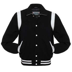 Chaqueta de hombre de lona de lana de invierno Varsity para adultos delgada de manga larga con cuello alto y colocación de logotipo frontal - Product Image 5