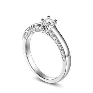 แหวนเงินแท้ทรงกลมคลาสสิก Jeulia Enamored Moment ประดับเพชรแบบคลัสเตอร์ - Product Image 3