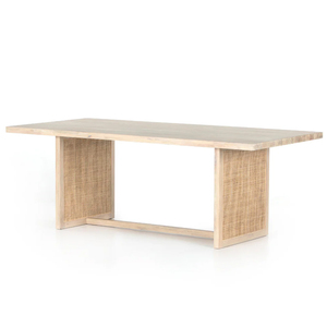 Mesa de Comedor de Diseño de Mediados de Siglo, Madera de Mango Maciza con Acabado Blanco Deslavado, Patas de Madera Estilo Esquí, de 4 a 6 Plazas, Tamaño Personalizado - Product Image 5
