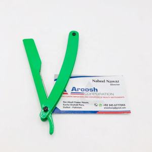 Rasoir de barbier professionnel en gros avec logo personnalisé durable en acier inoxydable manuel vert lame unique visage/aisselles/corps Aroosh - Product Image 3