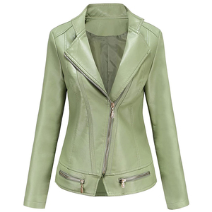 Chaqueta de motorista de cuero para mujer, chaqueta de cuero auténtico elegante ajustada, ropa de moda al por mayor, diseño personalizado, chaqueta de cuero para mujer de Pakistán - Product Image 1