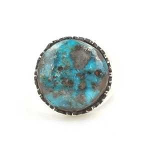 925 Sterling <b>Silver</b> Round <b>Statement</b> <b>Ring</b> for Men Genuine Turquoise Stone Platinum Geometric Design Everyday Wear - Product Image 4