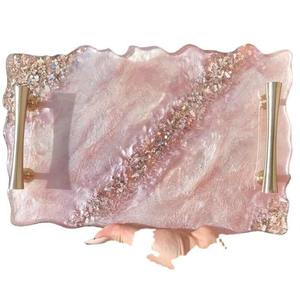 Plateau de service moderne de luxe en résine avec ensemble de sous-verres, élégant plateau pour aliments et boissons pour la décoration de la maison et les cadeaux, moules pour plateaux en résine - Product Image 5