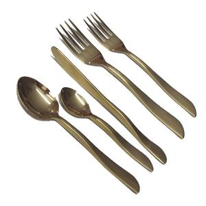 Juego de cubiertos de 5 piezas de acero inoxidable de diseño real OEM/ODM de alta clasificación a granel, juegos de cubiertos chapados en oro de lujo para hoteles - Product Image 1