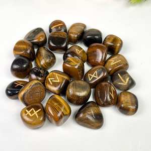Piedras de Ojo de Tigre Naturales en Oferta, Juego de Piedras Rúnicas con Símbolos Grabados, Cristales Pulidos, Piedras Rodadas, Feng Shui, Adivinación, Meditación - Product Image 4