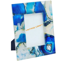 Cadre photo artisanal vintage en agate rose naturelle, métal et plexiglas, fait main, écologique, taille et forme personnalisables