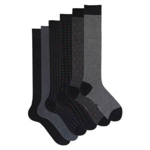 Calzini Classici da Uomo in Cotone Caldo con Motivo Grigio, 6 Paia in Confezione Regalo, Fondo Bianco in Spandex e Poliestere per Uso Quotidiano Invernale - Product Image 5