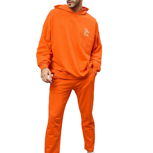 Ensemble de survêtement unisexe personnalisé 2025 en molleton respirant imprimé 100 % coton, coupe oversize, à capuche, motif uni, pour l'hiver, jogging, deux pièces - Product Image 4