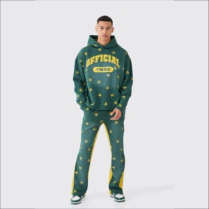 Conjunto de chándal de invierno de gran tamaño unisex Sudadera con capucha y pantalones de chándal detalle bordado - Product Image 3