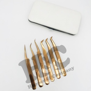 แหนบต่อขนตาสแตนเลสปลายสีทองขนมิงค์ดีไซน์ใหม่แหนบปลายทอง - Product Image 5