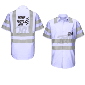 Ensemble de vêtements de travail de construction avec chemise en polyester boutonnée à bavette réfléchissante col rond Logos personnalisés disponibles pour les travaux sur le terrain - Product Image 4