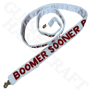 Game Day Beaded Purse Strap Team Color Crossbody Strap for Stadium <b>Clear</b> Bags Handmade Seed Bead Design with Metal Clasps - Product Image 6