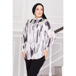 Túnica Modest con Estampado de Satén Negro - Product Image 2