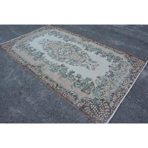 Vintage Large Rug, 5.7x9.7 ft Turkish Rug, <b>Brown</b> Oriental <b>Wool</b> Rug - Product Image 2
