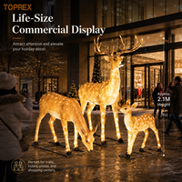 Famille de rennes en fibre de verre grandeur nature avec LED, étanches IP65, statues décoratives de Noël pour l'extérieur, grandes décorations festives pour centres commerciaux