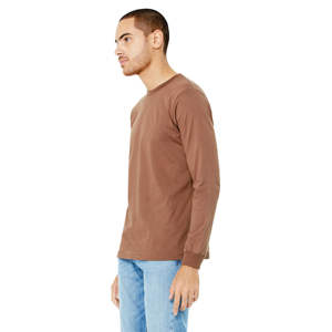 OEM personalizado Unisex Castaño cuello redondo manga larga Camiseta 100% Airlume algodón secado rápido ligero suave y duradero Ajuste de gran tamaño - Product Image 2