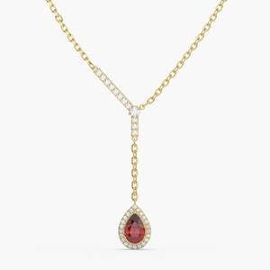 Collier Lariat Poire Rubis Argent Sterling 925 Solide Collier Goutte Plaqué Or 14K Collier Y Naturel Avec Pendentif Rubis Cadeau - Product Image 6