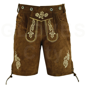 Pantalones Cortos Bávaros Tradicionales de Cuero para Hombre, Traje Alemán Auténtico con Tirantes Bordados y Diseño Clásico 2025 - Product Image 2
