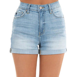 กางเกงขาสั้นผ้าเดนิมสำหรับผู้หญิงกางเกงขาสั้นสไตล์ลำลองผ้าฝ้ายสีฟ้าอ่อนเป็นมิตรกับสิ่งแวดล้อม2025 100% - Product Image 1