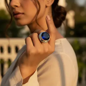 925 <b>Silver</b> Platinum Fine Jewelry <b>Black</b> Onyx Statement <b>Ring</b> for Women <b>with</b> Rhodium Plating Natural <b>Stone</b> Elegant Statement Style - Product Image 1