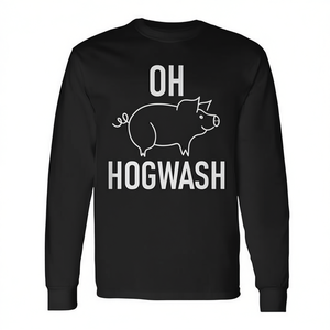 Maglietta promozionale a maniche lunghe con stampa saggistica a tema maiali: Oh Hogwash Joke - Product Image 2
