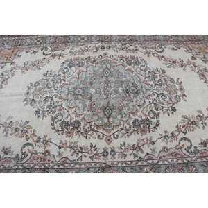 Tapis de 5,8 x 9,3 pieds, tapis turc vintage, tapis Ikat marron vert - Product Image 5