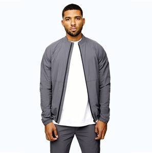 Fully Customized 85% Polyamide 15% Elastane Graphite Full Zip Cuffs Graphite Mens Utility Woven Bomber - Product Image 1