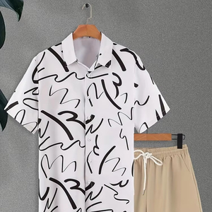 Conjunto de camisa y pantalones cortos de manga corta para hombre, conjunto de dos piezas informal fresco para viajes diarios al aire libre de verano para hombre - Product Image 4