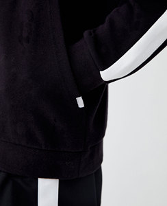 Sudadera con Capucha de Felpa Gruesa 100% Algodón al por Mayor, Diseño Personalizado con Franjas Negras para Hombre - Product Image 3