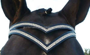 Bande de front en cuir de cristal en forme de V à deux rangées conception personnalisée double bande de front de cheval en cuir de formes en V dans toutes les tailles personnalisées - Product Image 3
