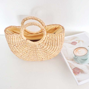 Elegant Hyacinth Rattan Bag Wicker <b>Basket</b> Handmade Flower Piece for Door <b>Gift</b> Holiday Celebration TUYET DUNG Made in Vietnam - Product Image 5