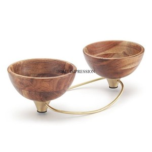 Cuenco de madera de Acacia de diseñador de cangrejos pulidos brillantes plateados de Metal resistente para cafetería y restaurantes, suministro de accesorios para servir alimentos - Product Image 5
