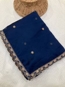 ผ้าซารีผ้าไหมเนื้อนุ่ม แห้งเร็ว งานปักขอบสวยงาม ดีไซน์ดั้งเดิม สำหรับงานปาร์ตี้และใส่ลำลอง ขายดีที่สุด เหมาะกับทุกฤดูกาล - Product Image 4