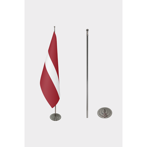 Latvia Official Indoor Desk Hand <b>Flag</b> Digital Printed Polyester Silk Plastic with Aluminum <b>Pole</b> <b>for</b> Automotive Insurance Display - Product Image 2